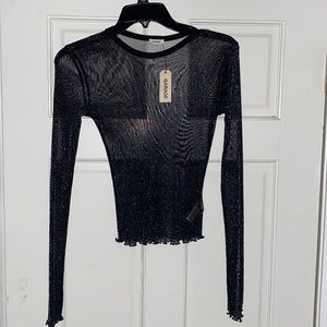 Black sparkly mesh top